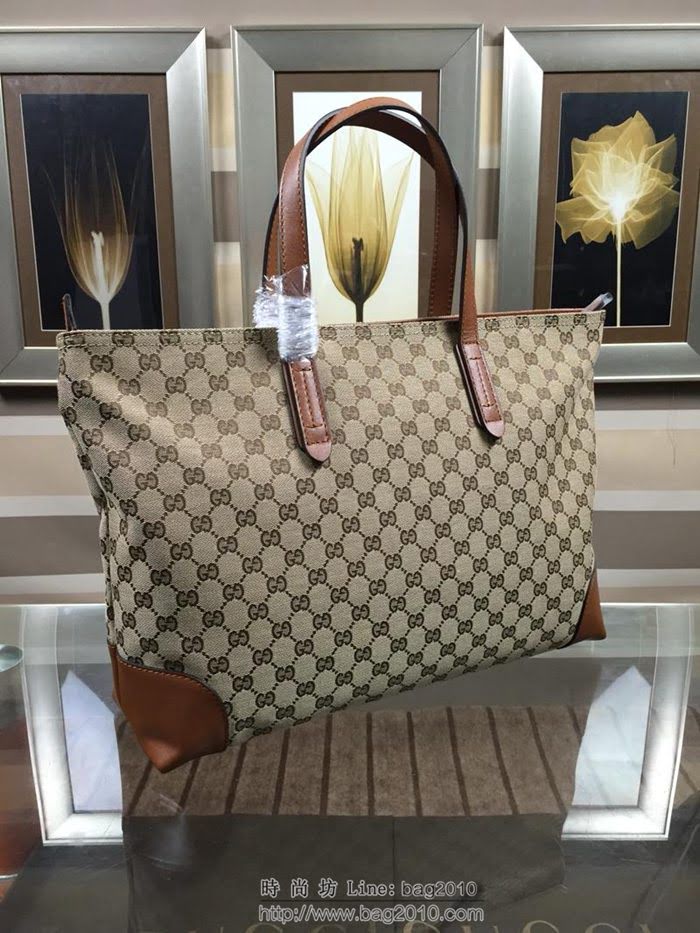 GUCCI 古馳男包 新款 308928 咖色 GUCCI中性 經典圖案 時尚手提包